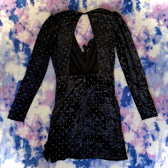 TOPSHOP | VELOUR COLORED STONE V NECK DRESS - Picture 5 of 6